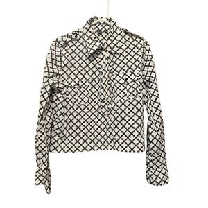 Saks Fifth Avenue Button‎ Down Top Clover Print Long Sleeve Size 10